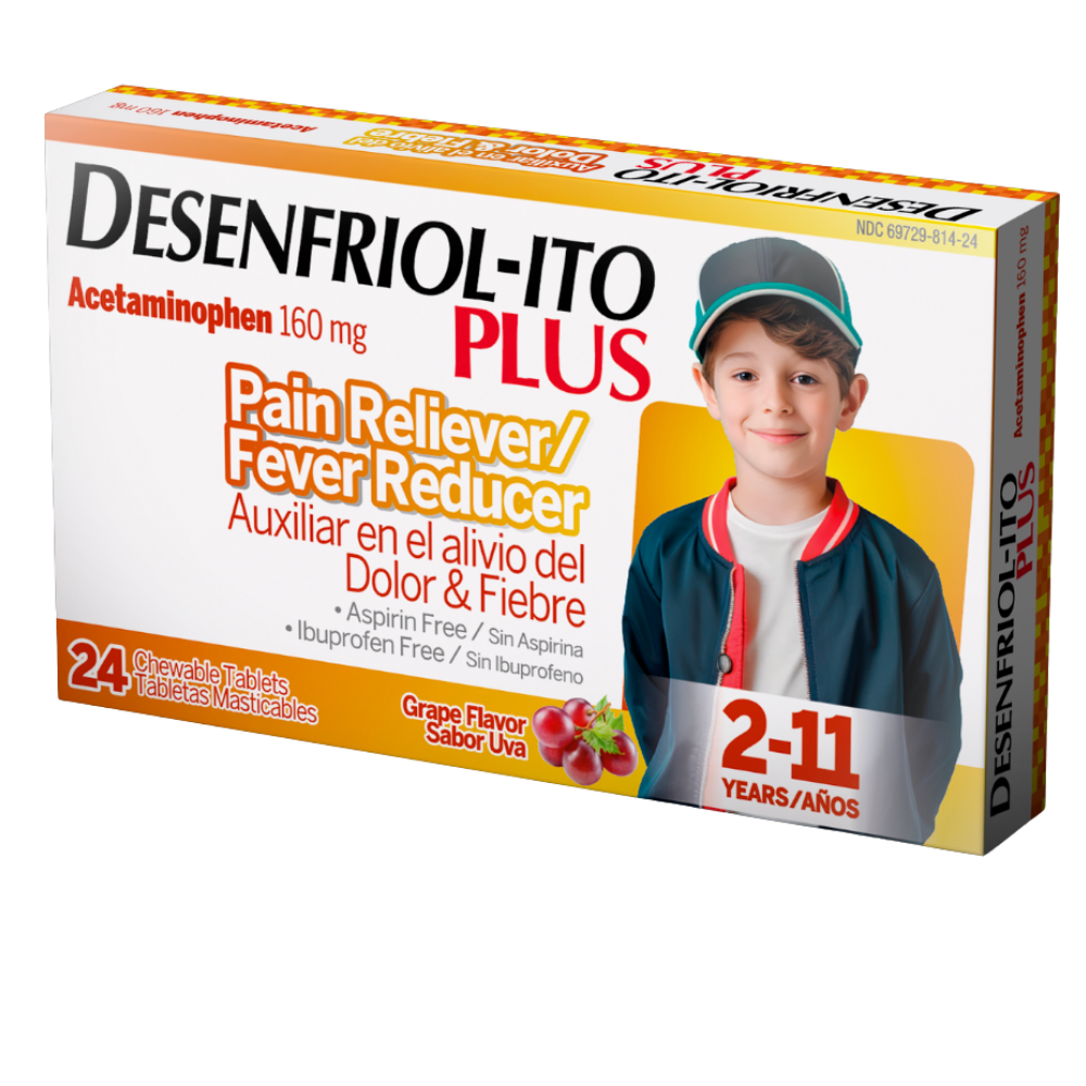 Desenfriol-ito Plus Chewable Tablets, Acetaminophen 160mg, Grape, 24 tablets, ages 2-11